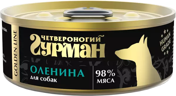 Консервы для собак Четвероногий гурман натуральная оленина в желе Golden Line 100 гр