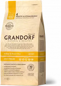 Сухой корм GRANDORF 4 Meat/Brown Rice Sterilized для стерилизованных кошек "4 вида мяса с бурым рисом" 513045
