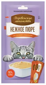 Деревенские лакомства - Десерт для кошек Нежное пюре из лосося с таурином 72510025